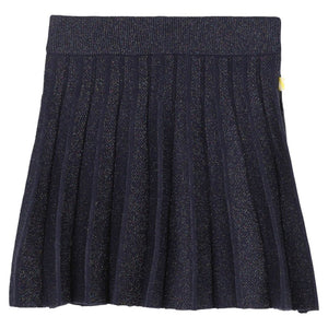 Billieblush Navy Pleated  Knit Shimmer Skirt
