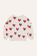 The Campamento Ecru Bicolor Hearts Sweatshirt