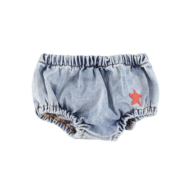 PIUPIUCHICK WASHED BLUE DENIM BLOOMERS