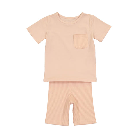 Pouf Blush Ribbed Set
