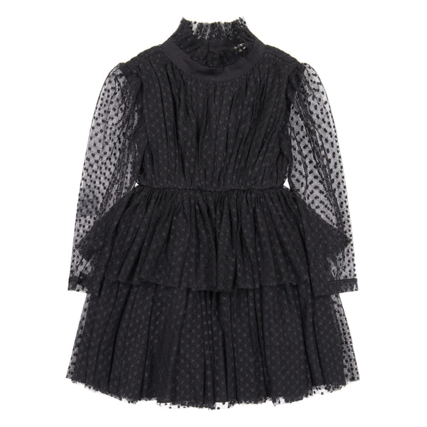 NOVE BLACK DOTTED TULLE LAYERED DRESS
