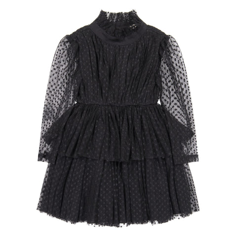 NOVE BLACK DOTTED TULLE LAYERED DRESS
