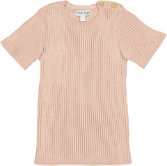 Analogie By Lil Legs Blush Ribbed Knit SS Top