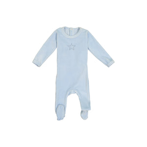 Pouf Light Blue Velour Stretchie