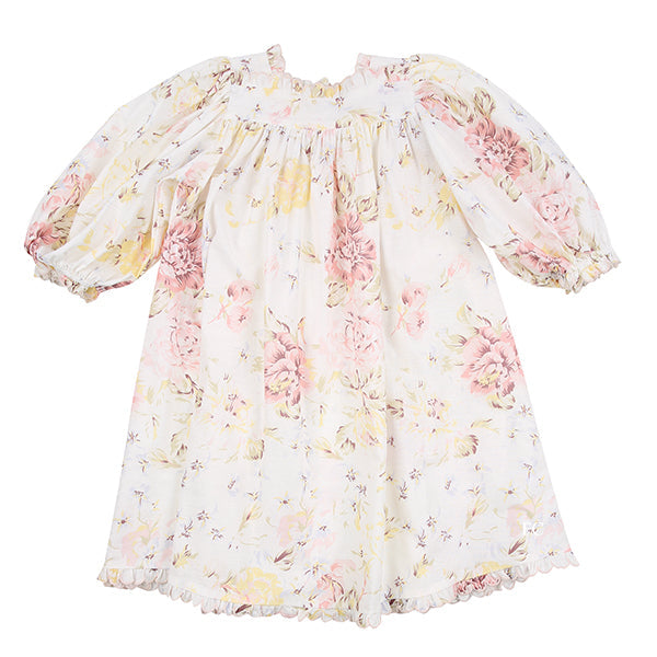 PETITE AMALIE WHITE/LEMON EMILY LINEN SMOCK DRESS