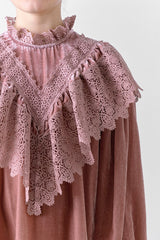 PETITE AMALIE CROCHET LACE VELVET WINTER ROSE DRESS