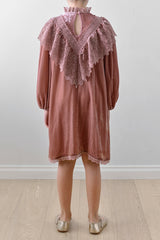 PETITE AMALIE CROCHET LACE VELVET WINTER ROSE DRESS