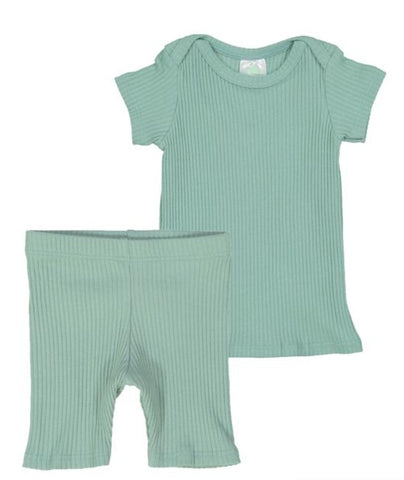 Petals &amp; Peas Deep Sage Ribbed SS Set