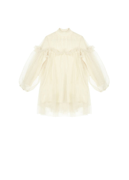 JNBY WHITE SWEATER TULLE DRESS