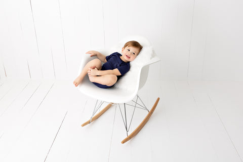 Pouf Navy Ribbed Set