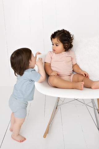 Pouf Blush Ribbed Set