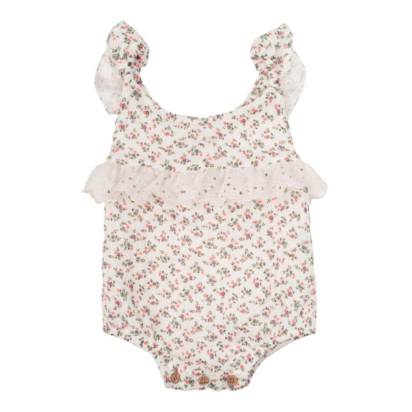 TOCOTO VINTAGE OFF WHITE FLORAL LACEY ROMPER