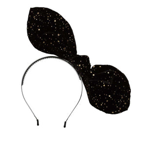 Bubble Ear Velvet Headband Black Star