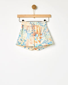 YELL-OH PEACH FLOWERS PRINTED SHORTS