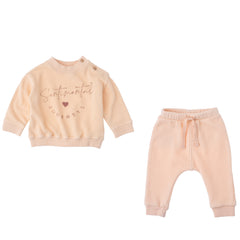 TOCOTO VINTAGE PINK SWEATSHIRT SET WITH EMBROIDERY