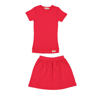 MARMAR RED CURRANT RIBBED SKIRT SET