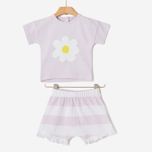 YELL-OH LAVANDER STRIPE SHORT SET