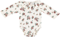 TOCOTO VINTAGE OFF WHITE RIBBED FLORAL ONESIE