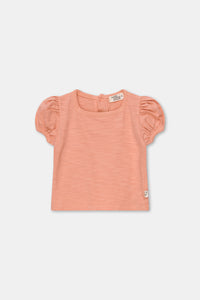 MY LITTLE COZMO PEACH SLUB SQUARE NECK TSHIRT
