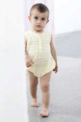 Tocoto Vintage Yellow Checked Romper