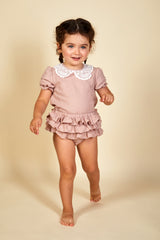 NUECES DUSTY PINK RUFFLE BABY SET