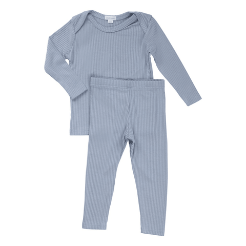 Petals and Peas Sky Blue Ribbed Lap Tee &amp; Legging Set