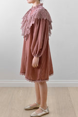 PETITE AMALIE CROCHET LACE VELVET WINTER ROSE DRESS