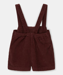 MY LITTLE COZMO RUST CORDUROY RIBBED SUSPENDER SHORTS