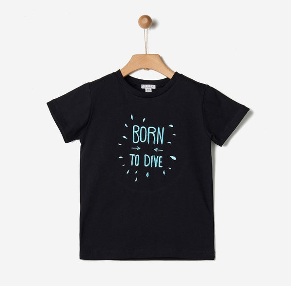 YELL-OH BORN TO DIVE BLACK T-SHIRT