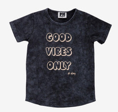 PETITE HAILEY BLACK GOOD VIBE TSHIRT SET