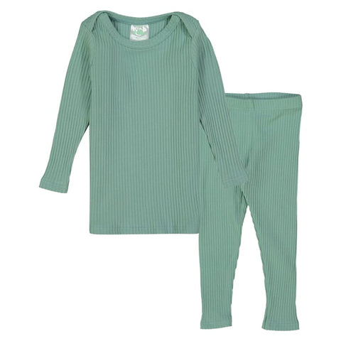 Petals &amp; Peas Deep Sage LS Lap Tee Set