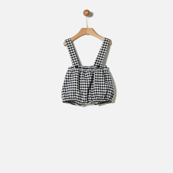YELL-OH WHITE/BLACK GINGHAM SUSPENDER BLOOMERS