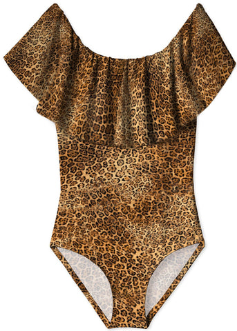 STELLA COVE CHEETAH RUFFLE BATHING SUIT