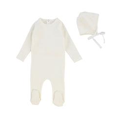 Bee &amp; Dee Wrap White Ribbed Stretchie With Bonnet
