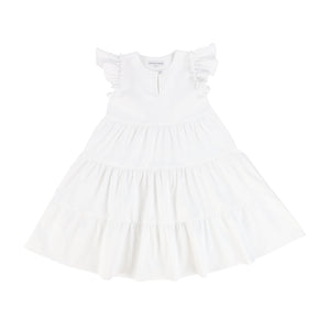 CHRISTINA ROHDE WHITE FRILL TIERED DRESS