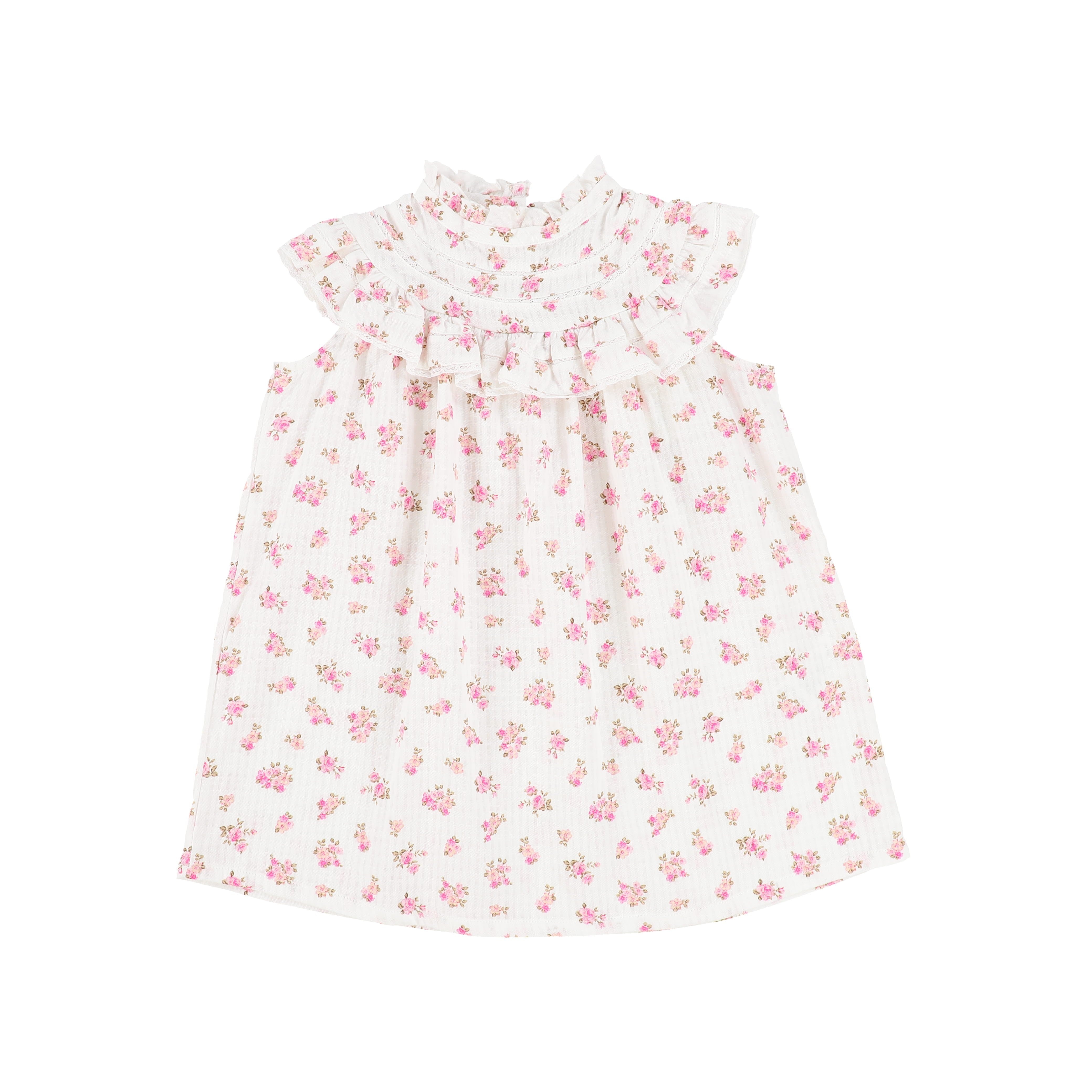 Bebe Organic Pink Floral Ruffle Trim Swing Dress Bebe Organic Pink Floral Ruffle Trim Swing Dress