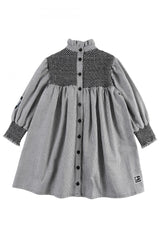 LOUD BLACK HOUNDS TOOTH SMOCKED SWING DRESS