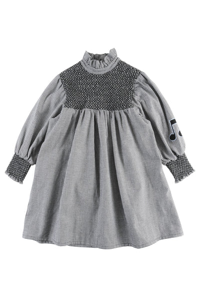 LOUD BLACK HOUNDS TOOTH SMOCKED SWING DRESS