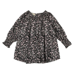 NUECES PINK/BLACK FLOWER JUNE DOUBLE SMOCKED DRESS