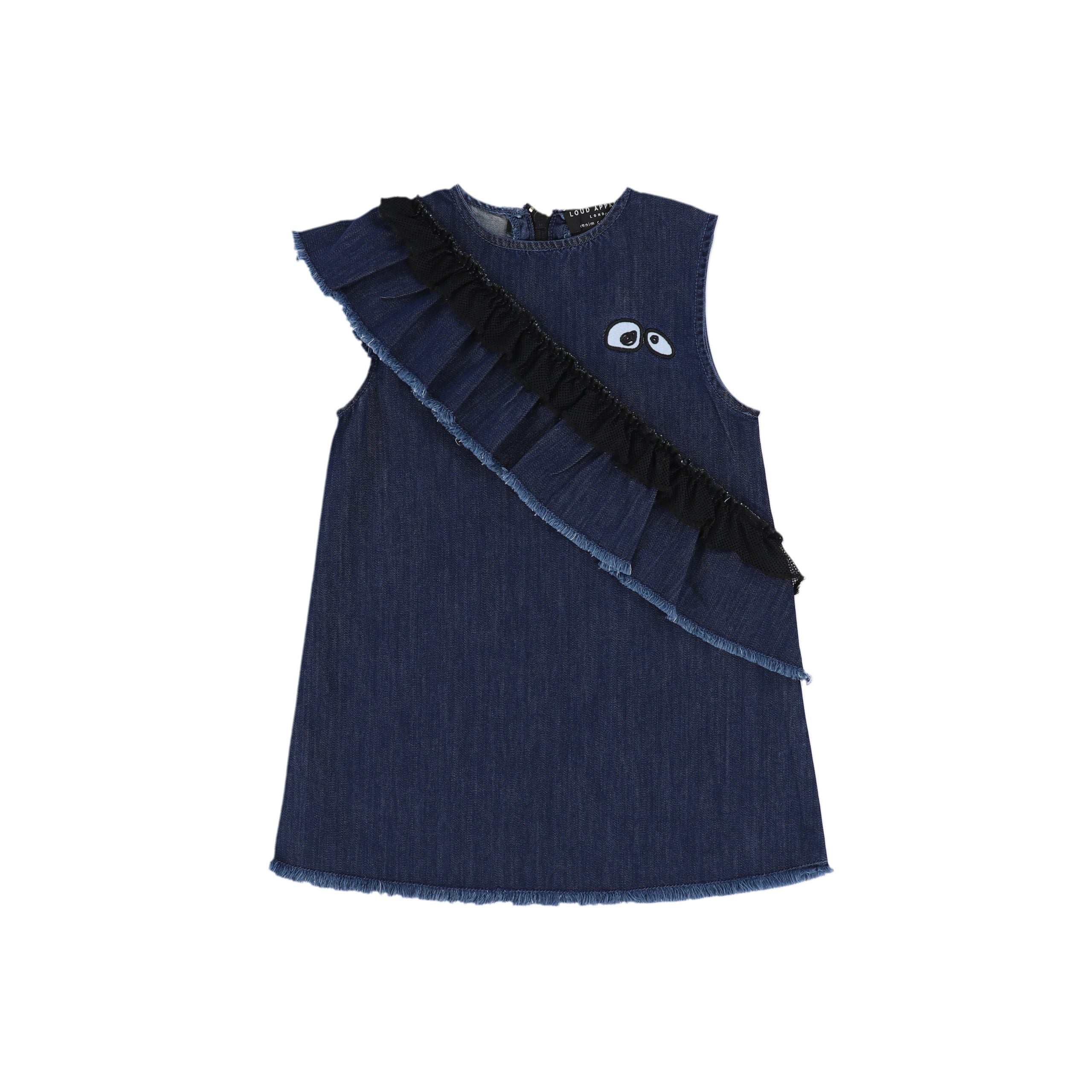 loud denim dress Medium Wash Denim Bubble Hem Strapless Mini Dress