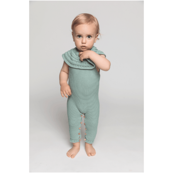 Nueces Knit Mint Collared Long Romper