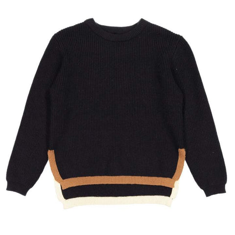 NOVE COLORED EDGE RIBBED KNIT SWEATER 
