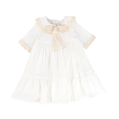 NUECES ARECA GUIPURE TIERED LACE TRIMMED DRESS