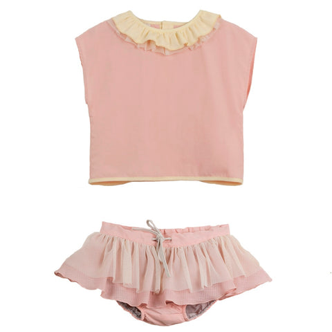 POPELIN PINK CULOTTE WITH FRILL